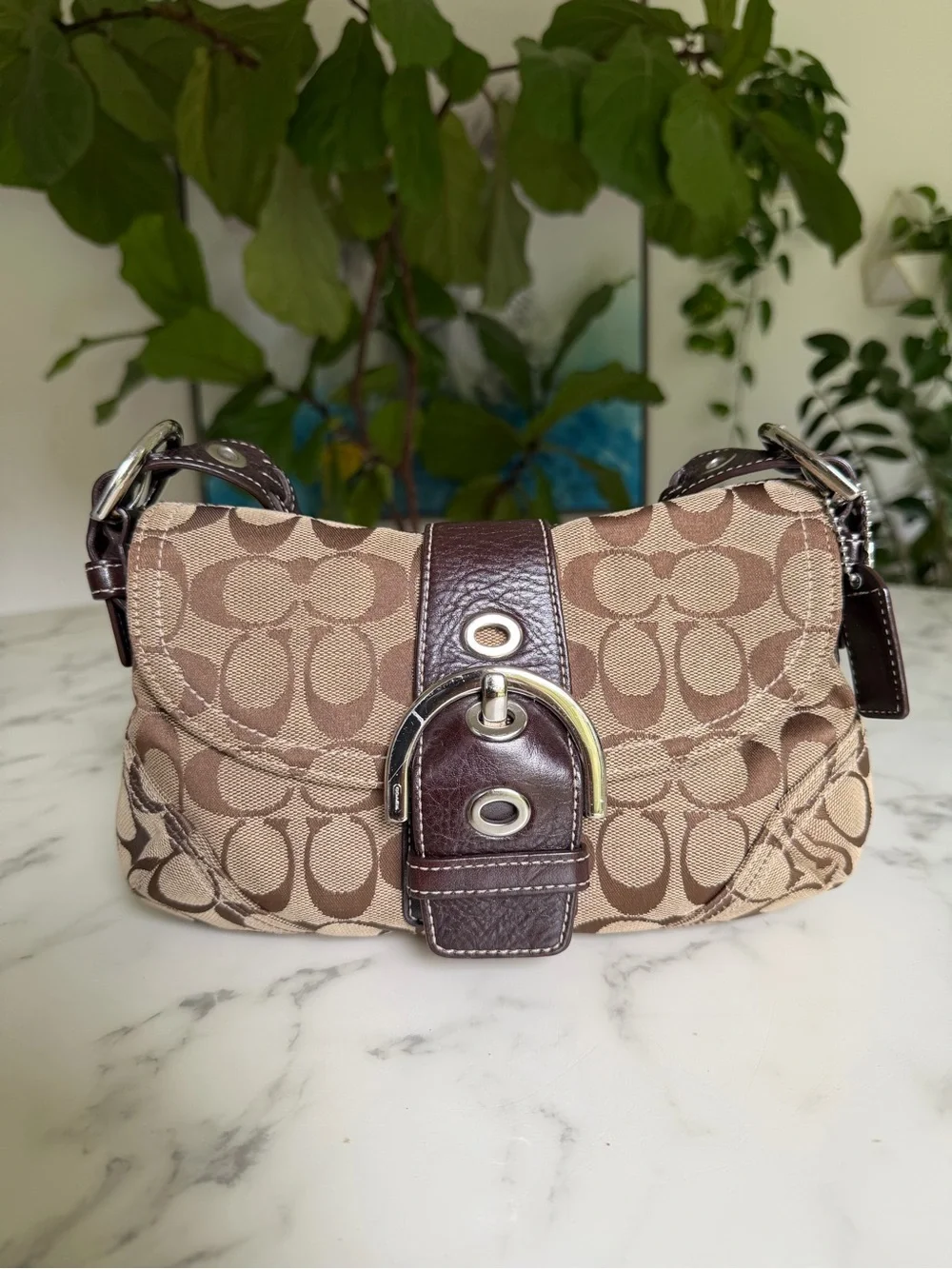 Coach Vintage Y2K Soho Signature Small Braided Strap Shoulder Bag 6171 Khaki